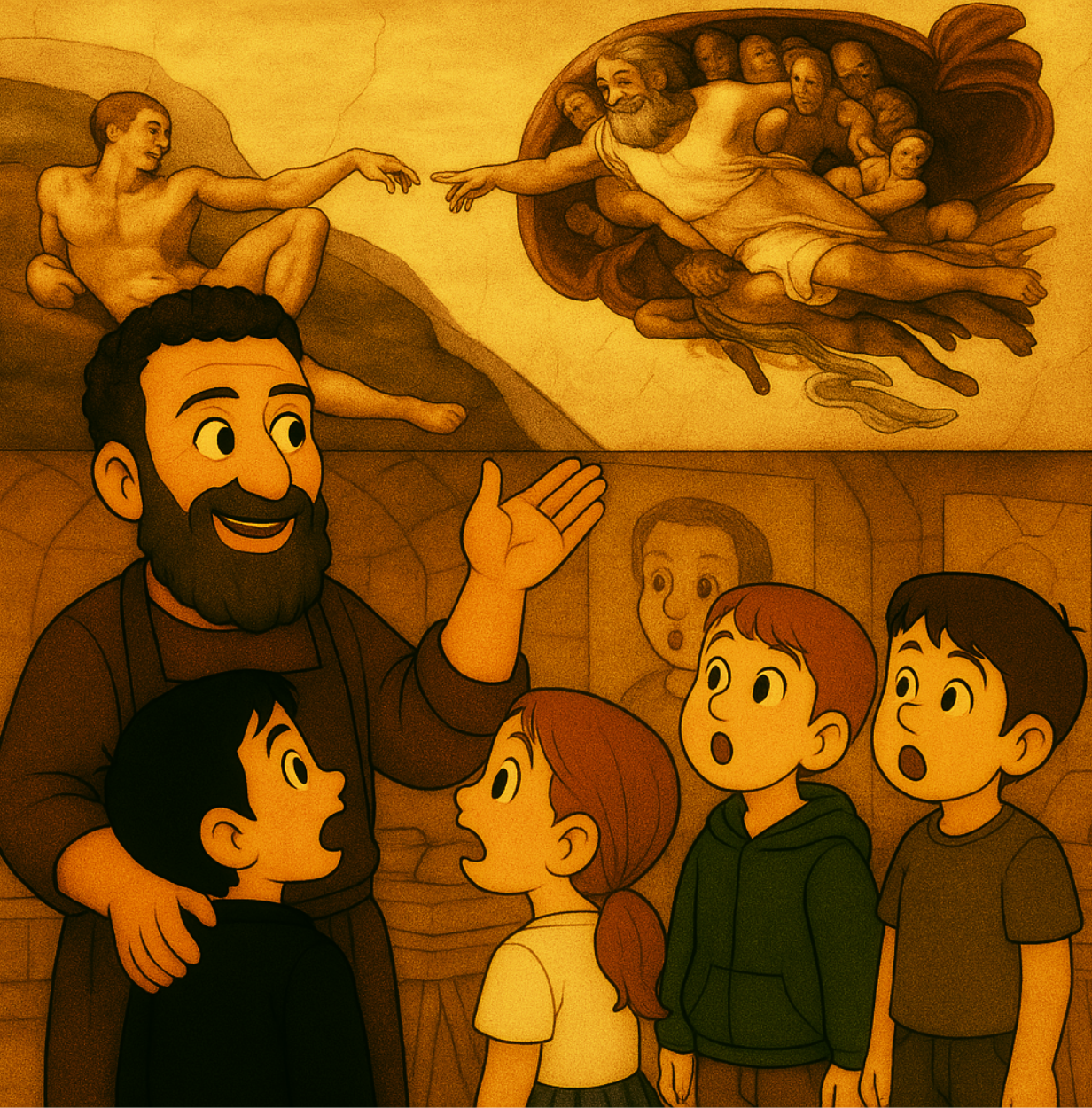 E se i tuoi bambini potessero incontrare Leonardo da Vinci, Michelangelo e Dante in persona?