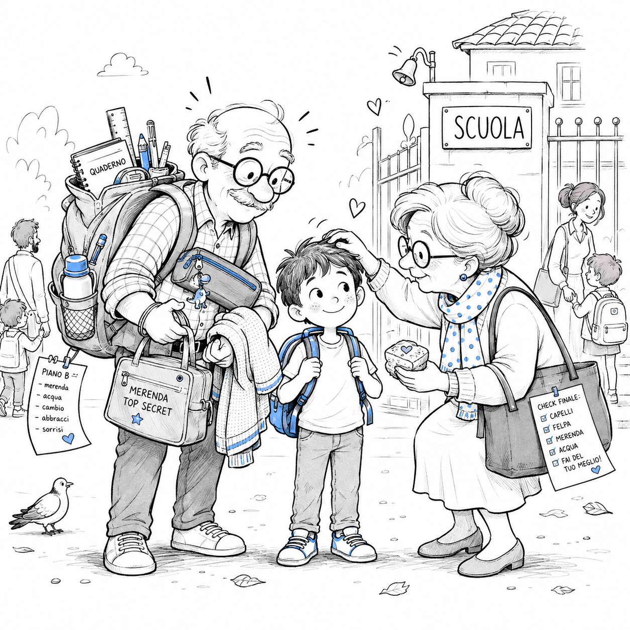 primo giorno di scuola: Nonni in missione.
